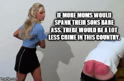 Mother spanking Son'